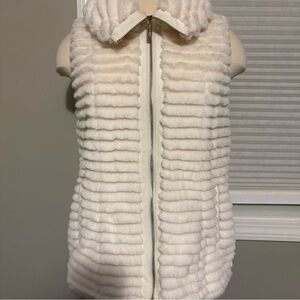 Calvin Klein Cream Faux Fur Vest